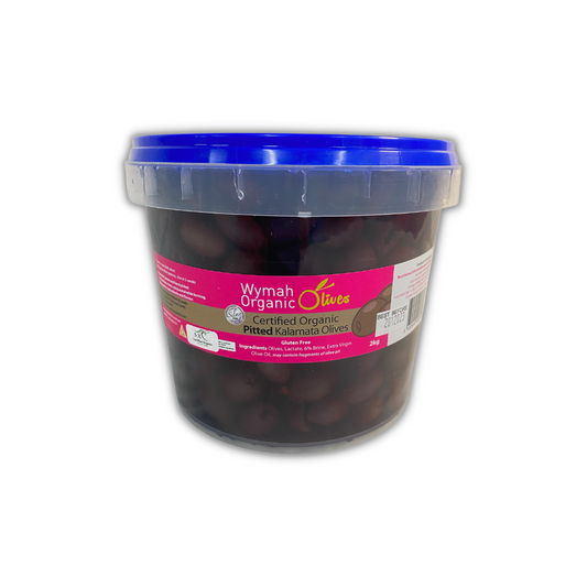 Certified Organic Pitted Kalamata Olives – 2kg tub